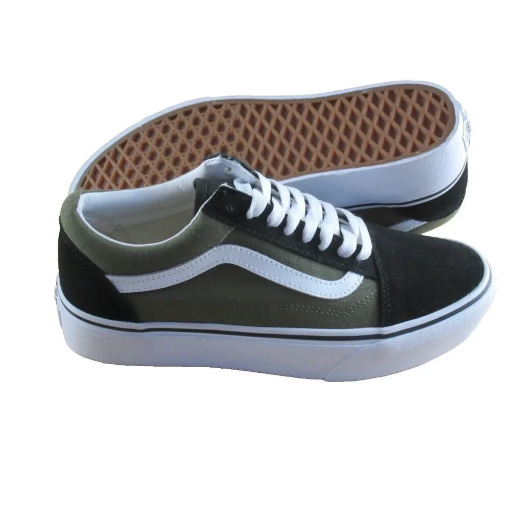 Vans Women's Old Skool Platform Grape Leaf Green Black Platform Shoes Sizes NIB